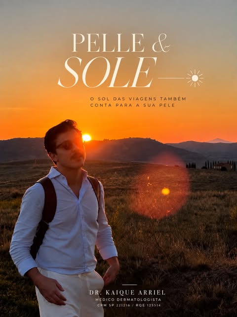 PELLE & SOLE ☀️🇮🇹

Uma das coisas mais bonitas da Toscana é a luz.

Ela atravessa os ciprestes, deixa os campos dourados e faz a gente querer passar o dia inteiro do lado de fora.

Mas tem uma coisa que a pele não distingue: o sol das férias do sol da rotina.

A radiação ultravioleta que recebemos caminhando por uma cidade, dirigindo, tomando um café ao ar livre ou visitando um vinhedo também faz parte da nossa exposição acumulada ao longo da vida.

E essa exposição deixa marcas: a radiação solar é o principal fator ambiental relacionado ao câncer de pele e também contribui para o envelhecimento precoce da pele.

Por isso, fotoproteção não é só protetor solar, e muito menos algo reservado para a praia.

É procurar sombra, usar óculos, chapéu e roupas quando possível, evitar exposições excessivas e, claro, usar e reaplicar o filtro solar nas áreas expostas.

Aproveitar o sol e se proteger dele não são ideias opostas.

Da Toscana, com bastante sol e fotoproteção. ☀️🌿

DR. KAIQUE ARRIEL
Médico Dermatologista
CRM SP 221216 | RQE 125514.